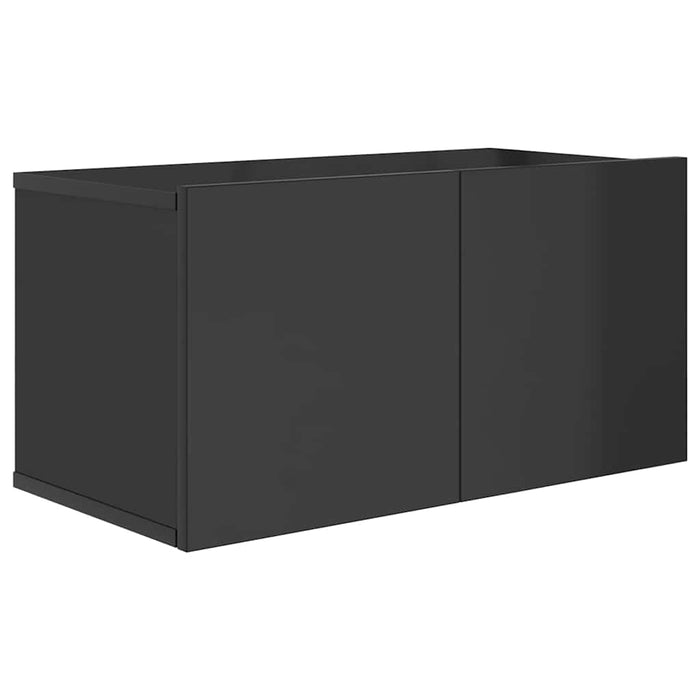 Set de dulapuri TV, 10 piese, negru extralucios, lemn prelucrat WALTI