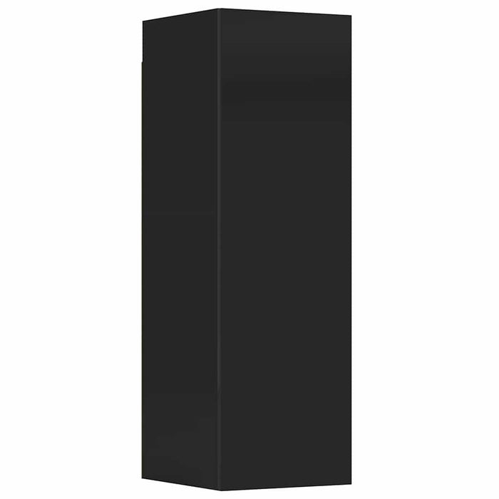 Set de dulapuri TV, 3 piese, negru extralucios, lemn prelucrat WALTI