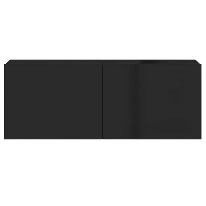 Set de dulapuri TV, 3 piese, negru extralucios, lemn prelucrat WALTI