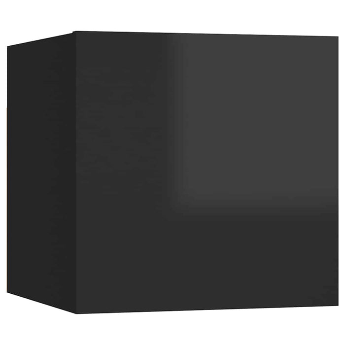 Set de dulapuri TV, 5 piese, negru extralucios, lemn prelucrat WALTI