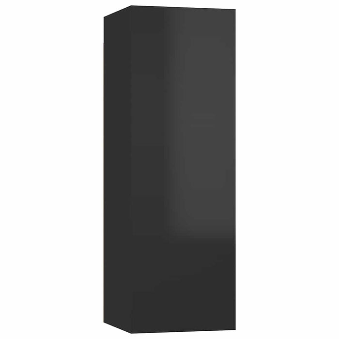 Set de dulapuri TV, 5 piese, negru extralucios, lemn prelucrat WALTI