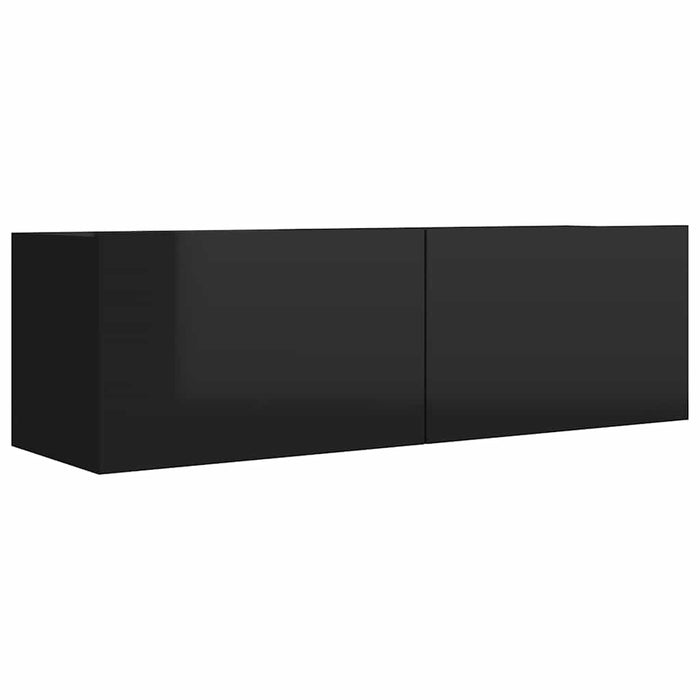 Set de dulapuri TV, 6 piese, negru extralucios, lemn prelucrat WALTI