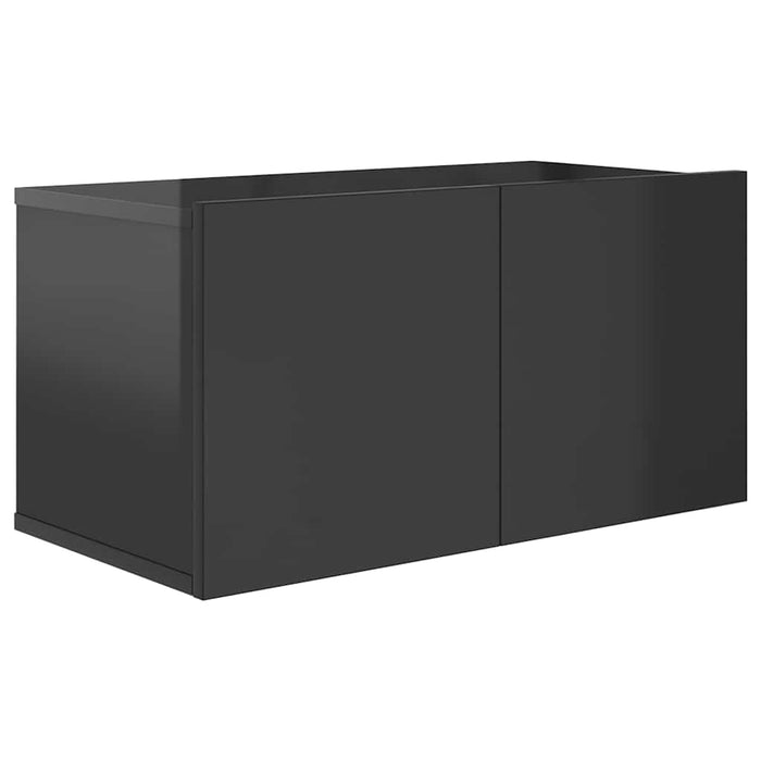 Set de dulapuri TV, 8 piese, negru extralucios, lemn prelucrat WALTI
