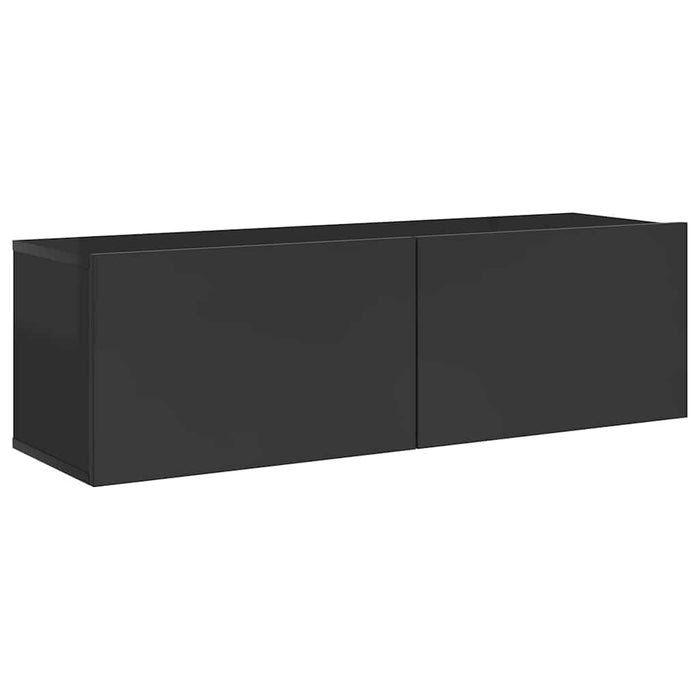Set de dulapuri TV, 8 piese, negru extralucios, lemn prelucrat WALTI