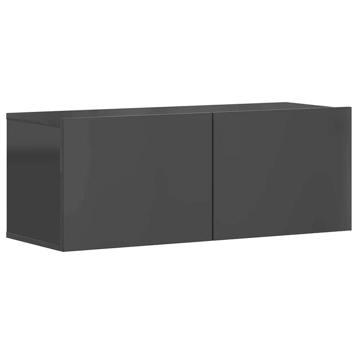 Set de dulapuri TV, 3 piese, gri extralucios, lemn prelucrat WALTI