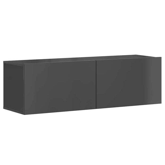 Set de dulapuri TV, 3 piese, gri extralucios, lemn prelucrat WALTI