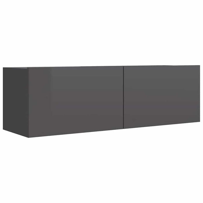 Set de dulapuri TV, 4 piese, gri extralucios, lemn prelucrat WALTI
