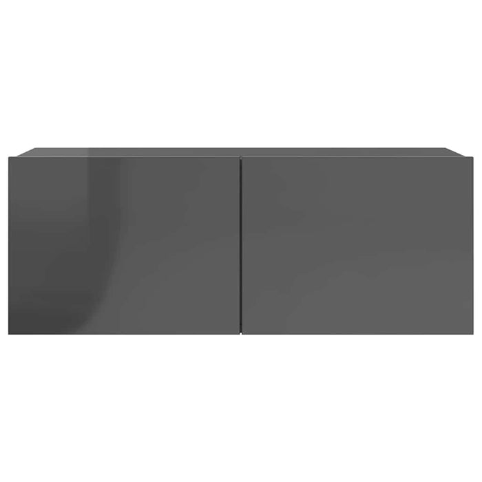 Set de dulapuri TV, 8 piese, gri extralucios, lemn prelucrat WALTI