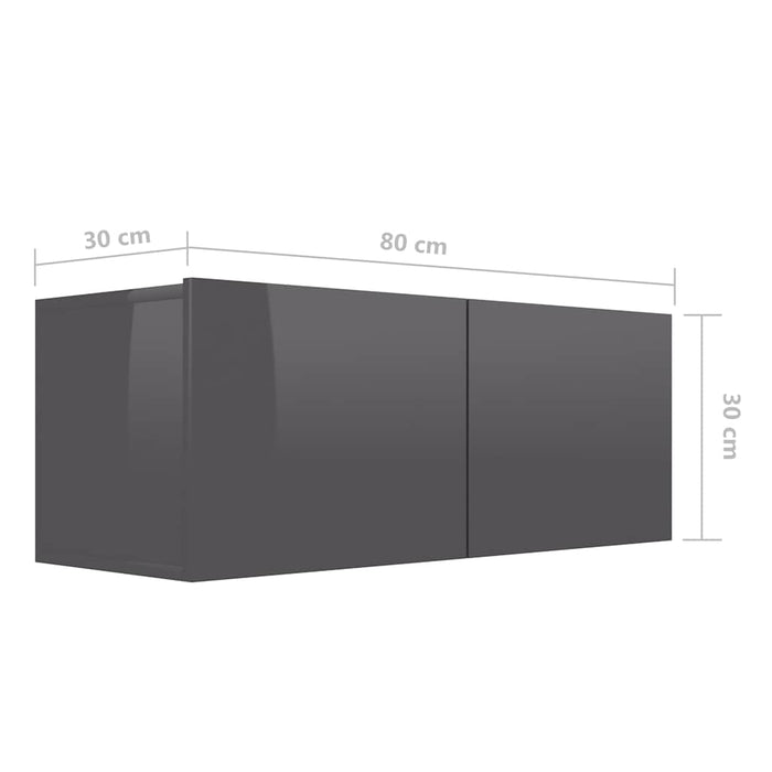 Set de dulapuri TV, 7 piese, gri extralucios, lemn prelucrat WALTI
