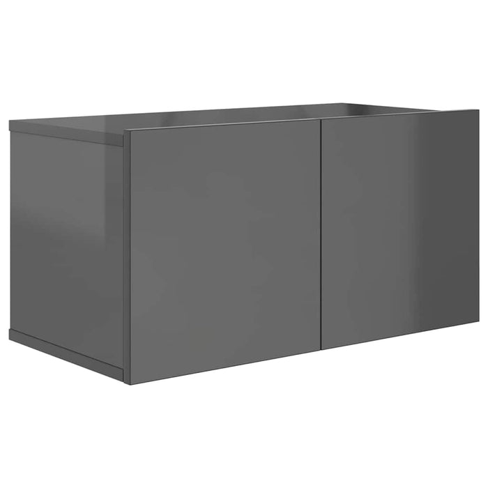 Set de dulapuri TV, 8 piese, gri extralucios, lemn prelucrat WALTI