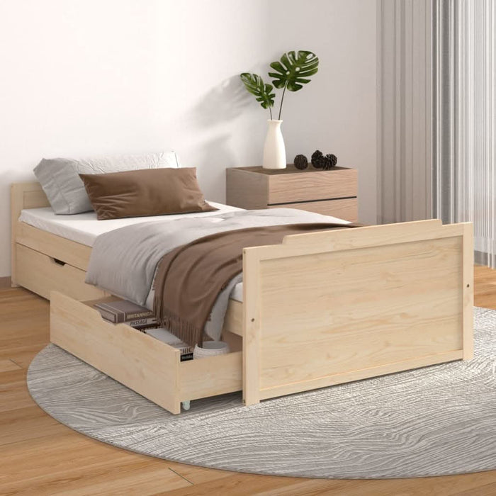 Cadru de pat cu sertare, 90x200 cm, lemn masiv de pin - WALTI WALTI