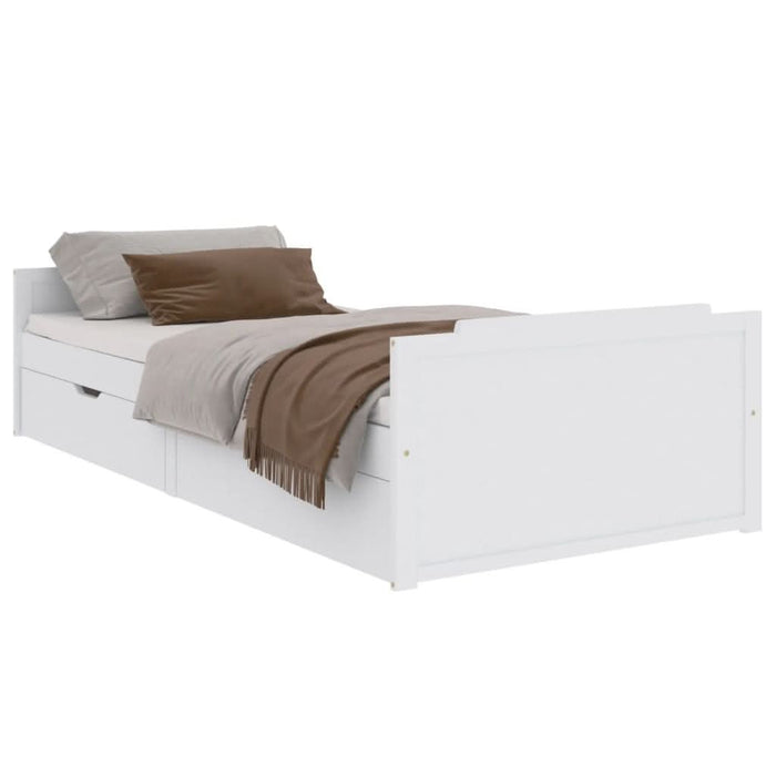 Cadru de pat cu 2 sertare, alb, 90 x 200 cm, lemn masiv de pin - WALTI WALTI