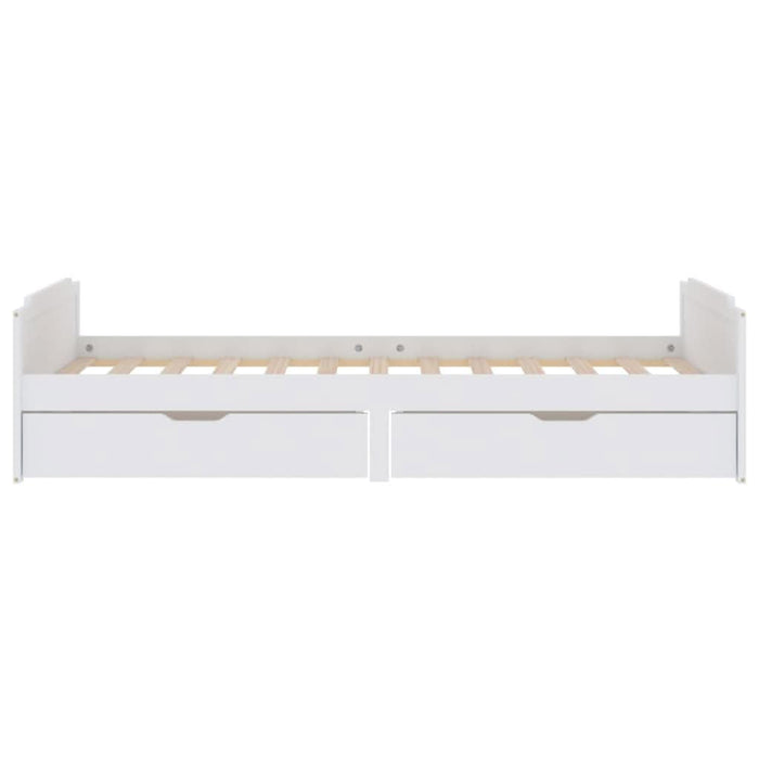 Cadru de pat cu 2 sertare, alb, 90 x 200 cm, lemn masiv de pin - WALTI WALTI