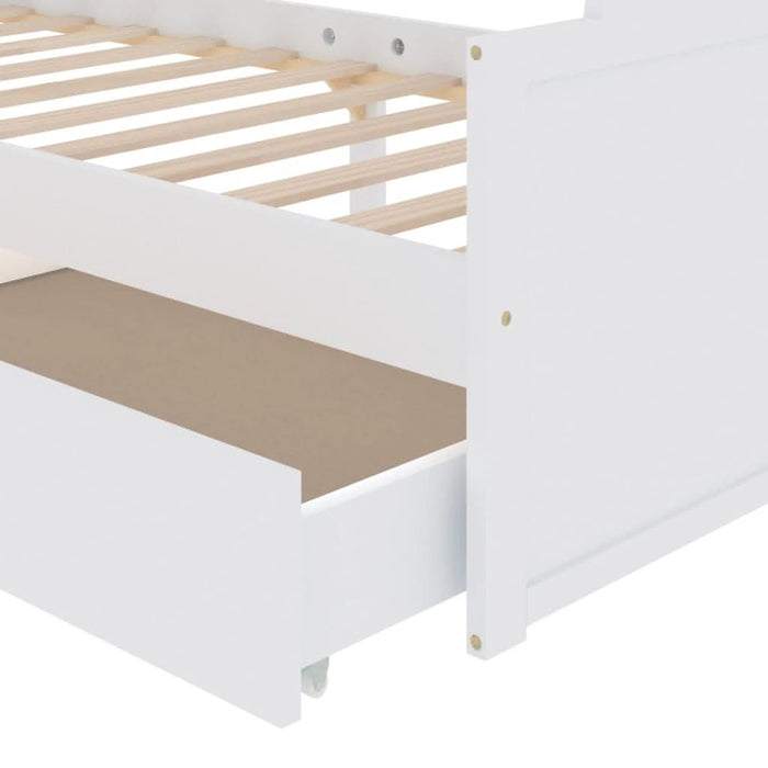 Cadru de pat cu 2 sertare, alb, 90 x 200 cm, lemn masiv de pin - WALTI WALTI