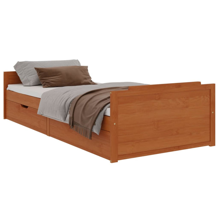 Cadru de pat cu sertare, maro miere, 90x200 cm lemn masiv pin - WALTI WALTI