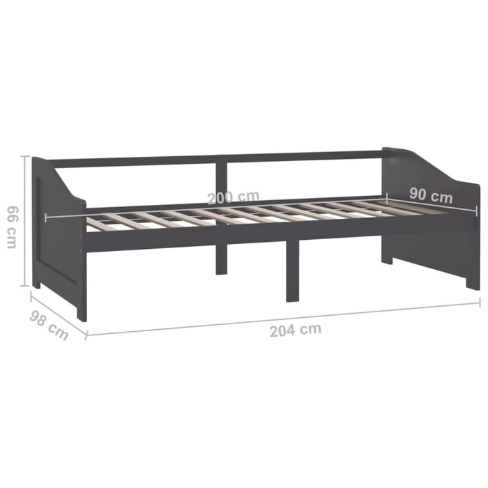 Pat de zi cu 3 locuri, gri închis, 90x200 cm, lemn masiv pin - WALTI WALTI