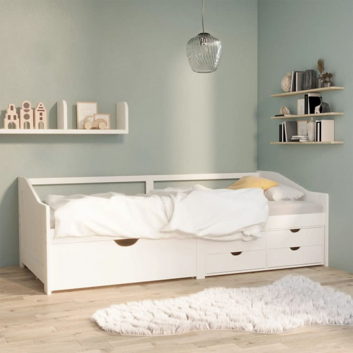 Pat de zi, 3 locuri, cu sertare, alb, 90x200 cm, lemn masiv pin - WALTI WALTI