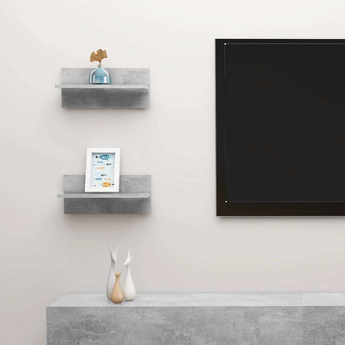 Rafturi de perete, 2 buc., gri beton, 40x11,5x18 cm, PAL WALTI