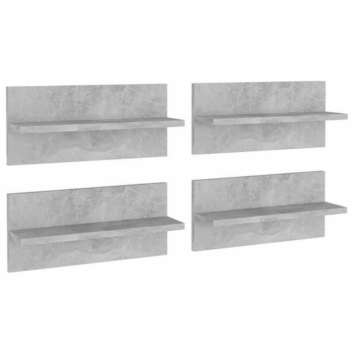 Rafturi de perete, 4 buc., gri beton, 40x11,5x18 cm, PAL WALTI