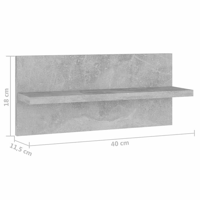 Rafturi de perete, 4 buc., gri beton, 40x11,5x18 cm, PAL WALTI