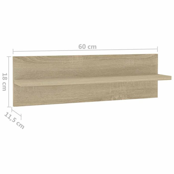 Rafturi de perete, 2 buc., stejar sonoma, 60x11,5x18 cm, PAL WALTI
