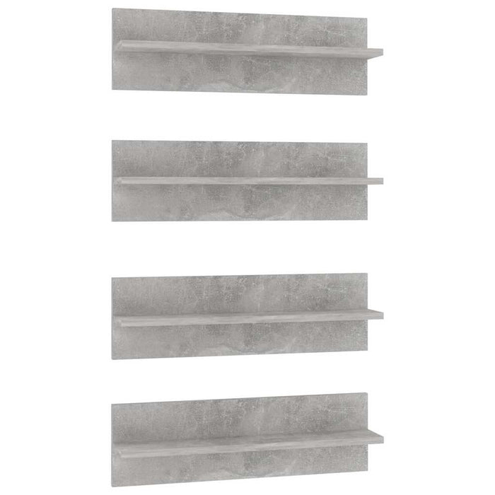 Rafturi de perete, 4 buc., gri beton, 60x11,5x18 cm, PAL WALTI