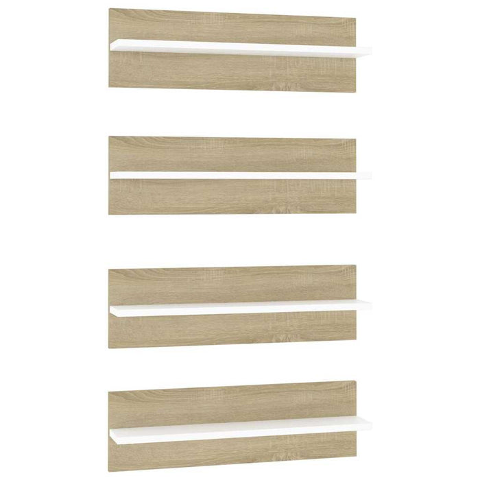 Rafturi de perete 4 buc., alb/stejar sonoma, 60x11,5x18 cm, PAL WALTI