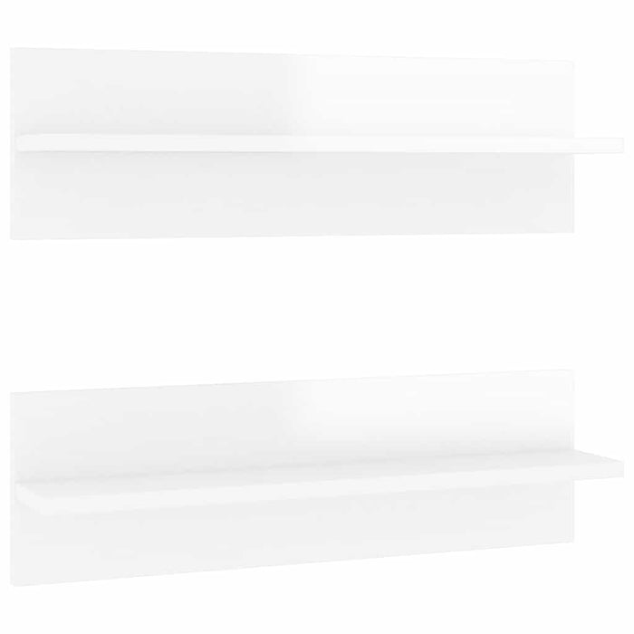 Rafturi de perete, 2 buc., alb extralucios, 60x11,5x18 cm, PAL WALTI