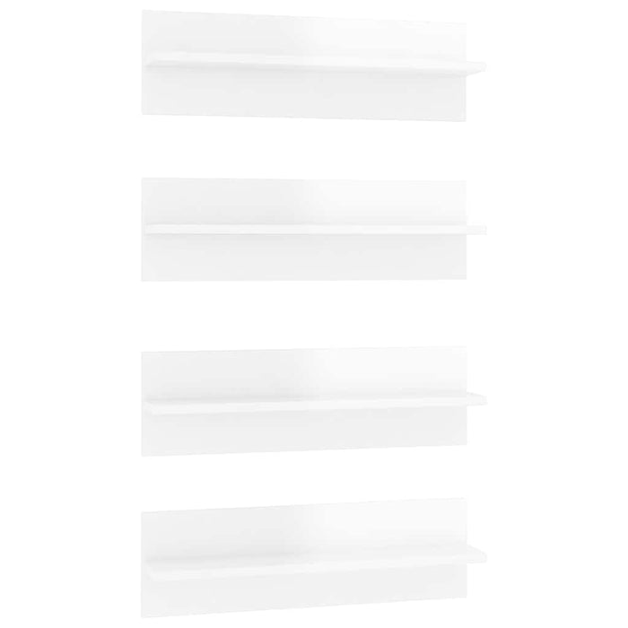 Rafturi de perete, 4 buc., alb extralucios, 60x11,5x18 cm, PAL WALTI