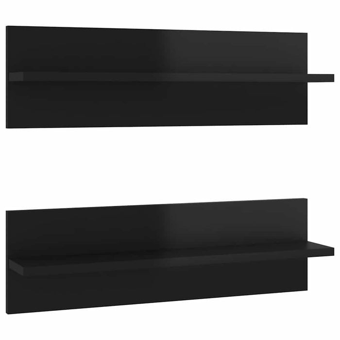 Rafturi de perete 2 buc., negru extralucios, 60x11,5x18 cm, PAL WALTI