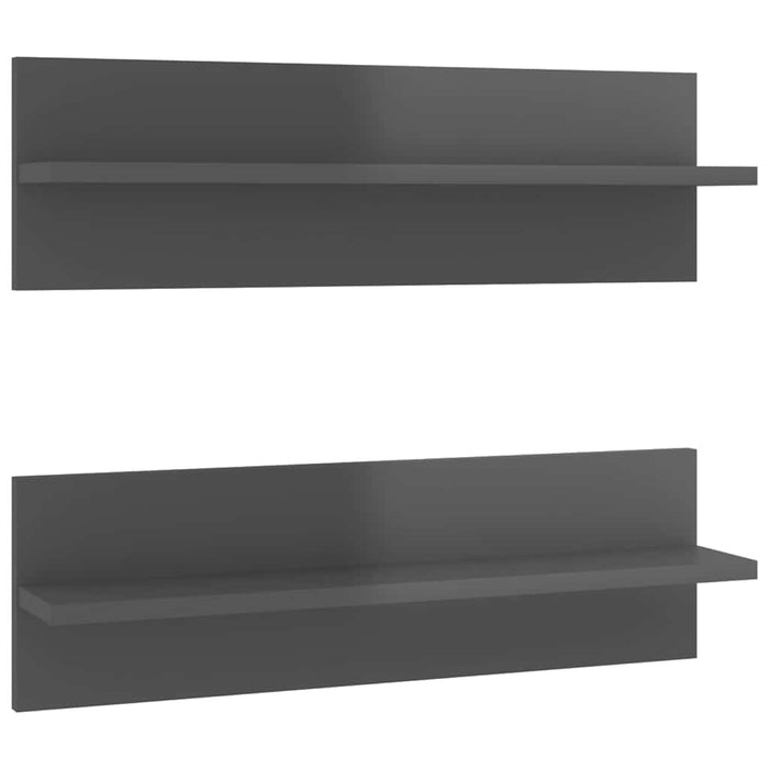 Rafturi de perete, 2 buc., gri extralucios, 60x11,5x18 cm, PAL WALTI