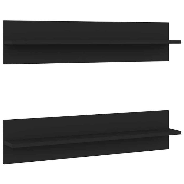Rafturi de perete, 2 buc., negru, 80x11,5x18 cm, PAL WALTI