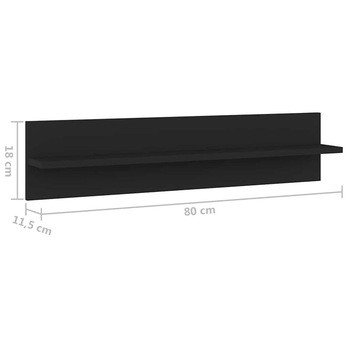 Rafturi de perete, 2 buc., negru, 80x11,5x18 cm, PAL WALTI