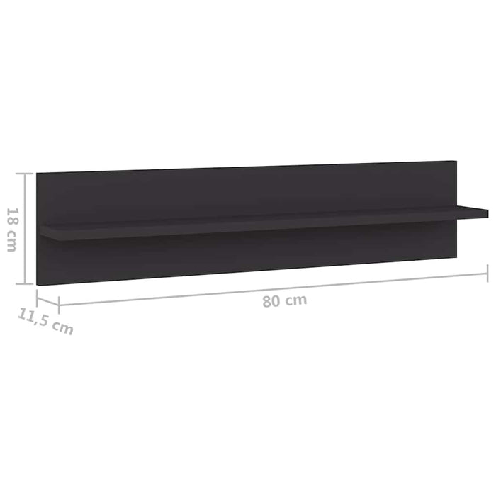 Rafturi de perete, 2 buc., gri, 80x11,5x18 cm, PAL WALTI