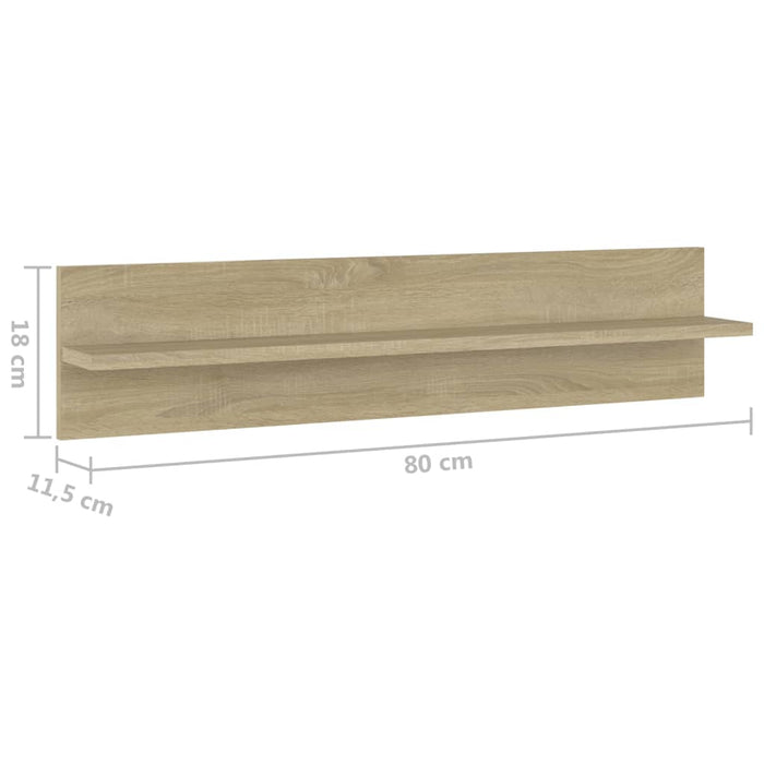 Rafturi de perete, 4 buc., stejar sonoma, 80x11,5x18 cm, PAL WALTI