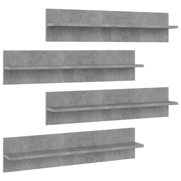 Rafturi de perete, 4 buc., gri beton, 80x11,5x18 cm, PAL WALTI