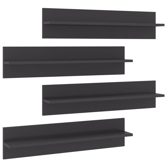 Rafturi de perete 4 buc. gri extralucios 80x11,5x18 cm PAL WALTI