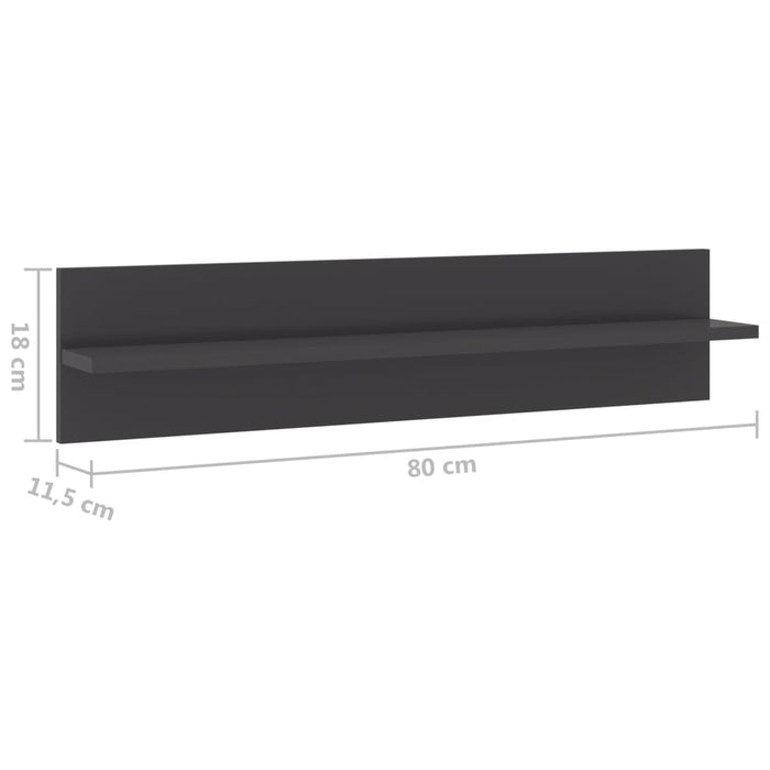 Rafturi de perete 4 buc. gri extralucios 80x11,5x18 cm PAL WALTI