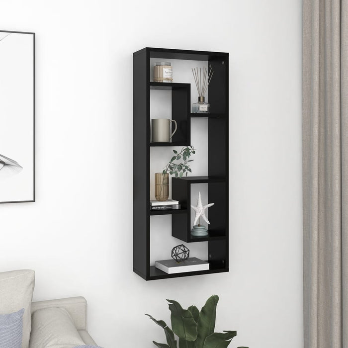Raft de perete, negru, 36x16x90 cm, lemn prelucrat - WALTI WALTI