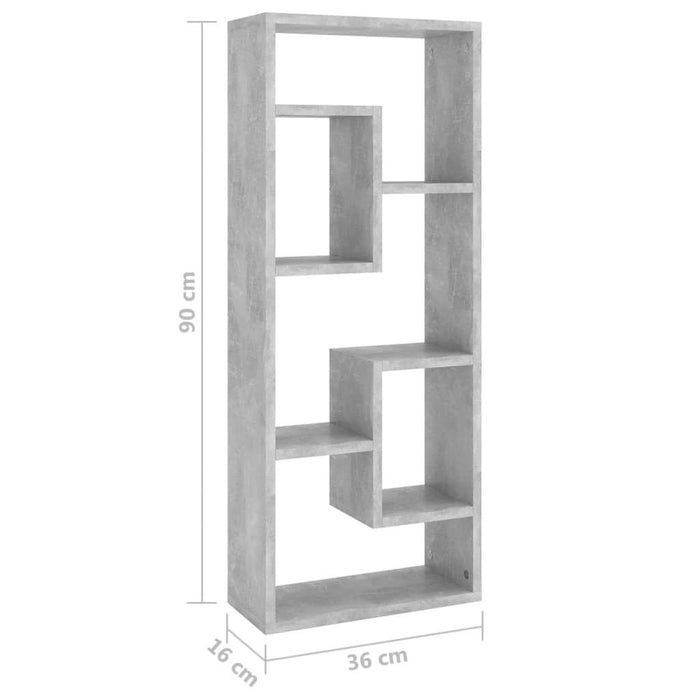 Raft de perete, gri beton, 36x16x90 cm, lemn prelucrat - WALTI WALTI