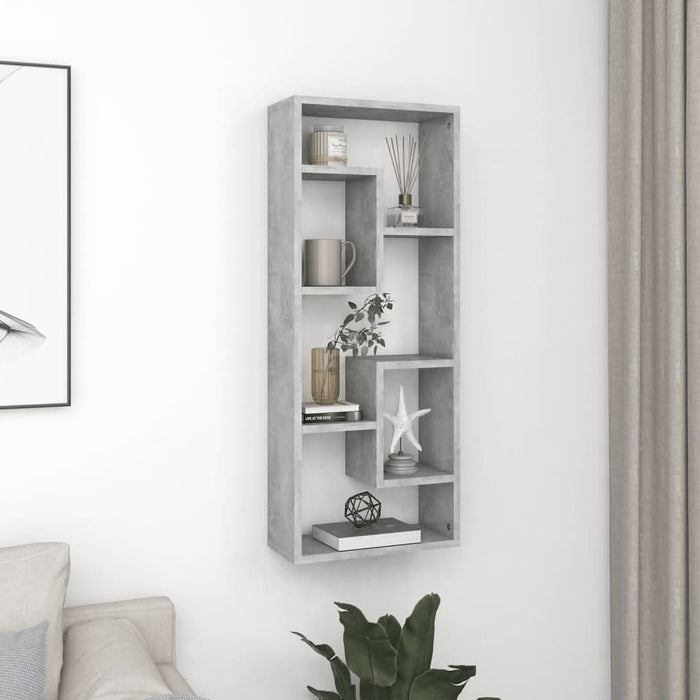 Raft de perete, gri beton, 36x16x90 cm, lemn prelucrat - WALTI WALTI