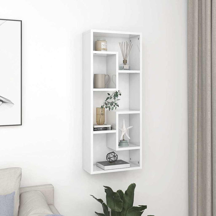 Raft de perete, alb extralucios, 36x16x90 cm, lemn prelucrat WALTI