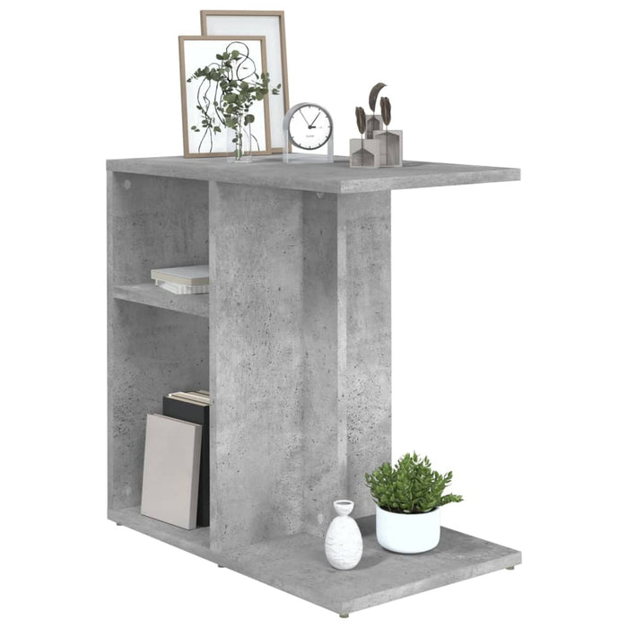 Masă laterală, gri beton, 50x30x50 cm, lemn prelucrat WALTI