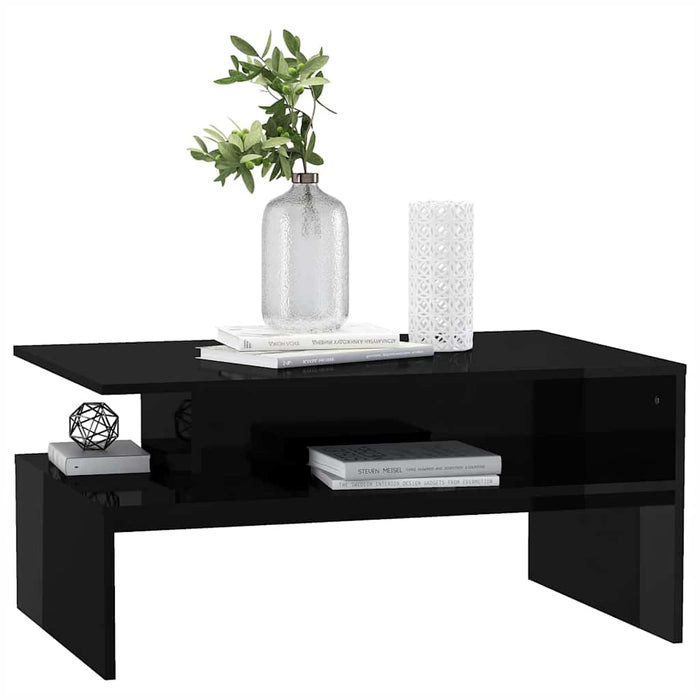 Măsuță de cafea negru extralucios 90x60x42,5 cm lemn prelucrat WALTI
