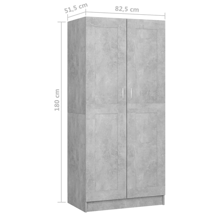 Șifonier, gri beton, 82,5x51,5x180 cm, lemn prelucrat - WALTI WALTI