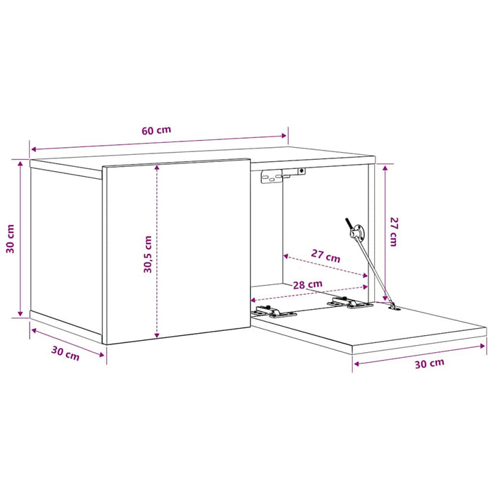 Dulapuri TV suspendate, 3 buc., alb, 60x30x30 cm - WALTI WALTI