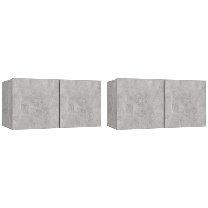Dulapuri TV suspendate, 2 buc., gri beton, 60x30x30 cm - WALTI WALTI
