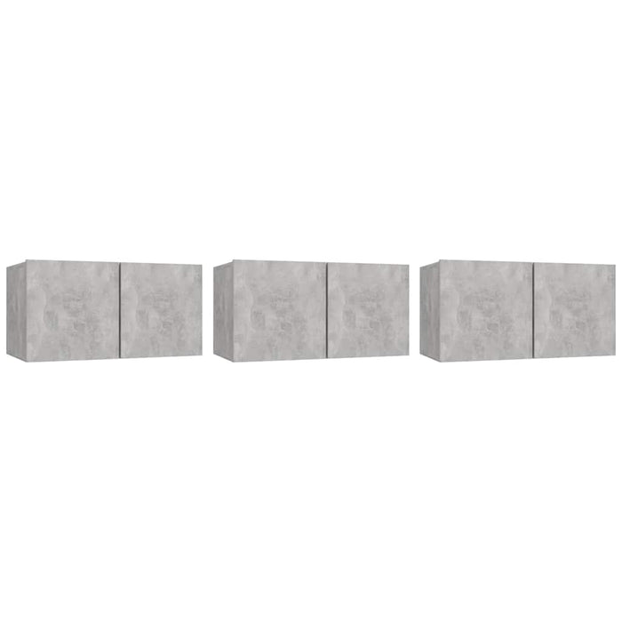 Dulapuri TV suspendate, 3 buc., gri beton, 60x30x30 cm - WALTI WALTI
