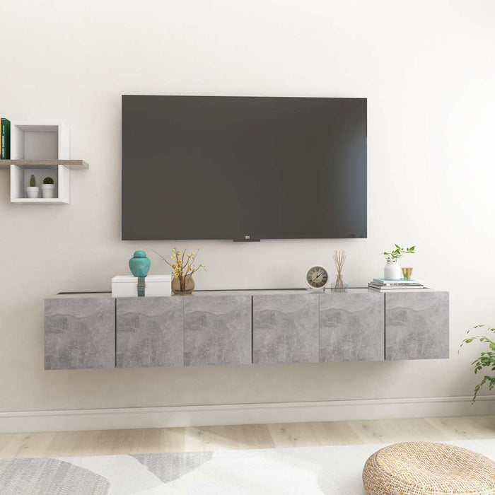 Dulapuri TV suspendate, 3 buc., gri beton, 60x30x30 cm - WALTI WALTI