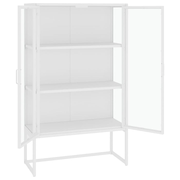 Dulap înalt, alb, 80x35x135 cm, oțel și sticlă securizată WALTI